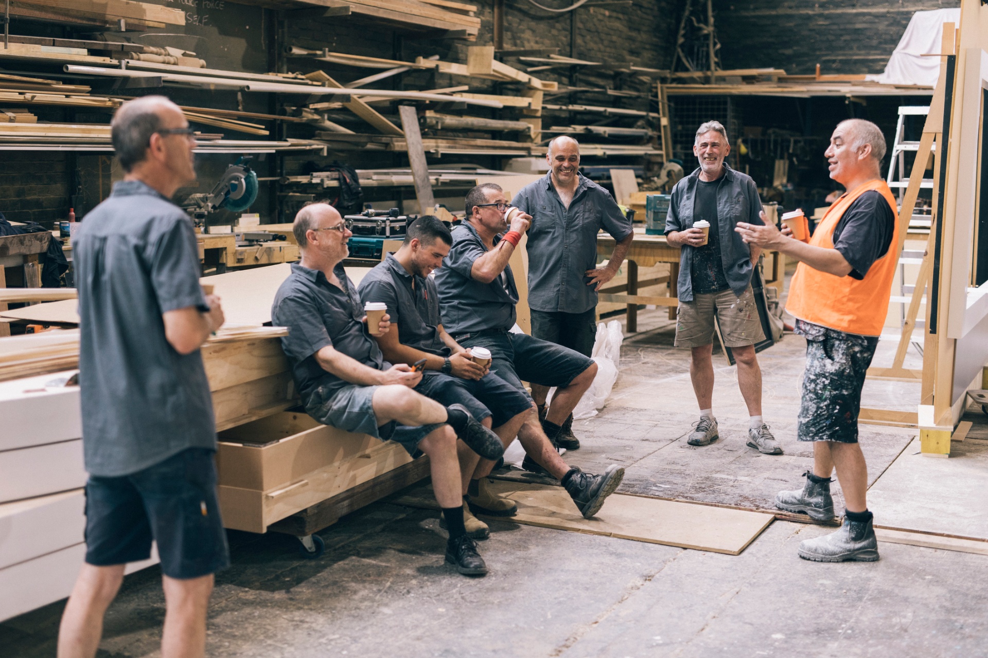 DSJ Group team working in a woodworking workshop