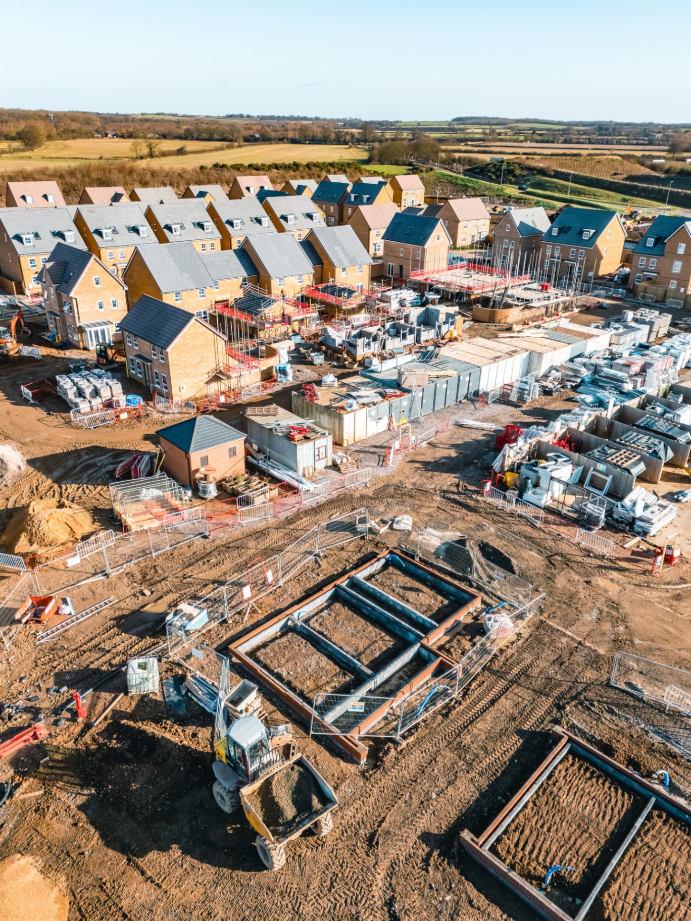 Aerial view of DSJ Group housing development construction site